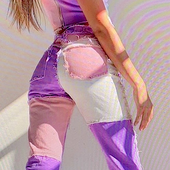 Jaded London Pastel Patchwork Boyfriend Fit Jeans - Picture 13 of 16